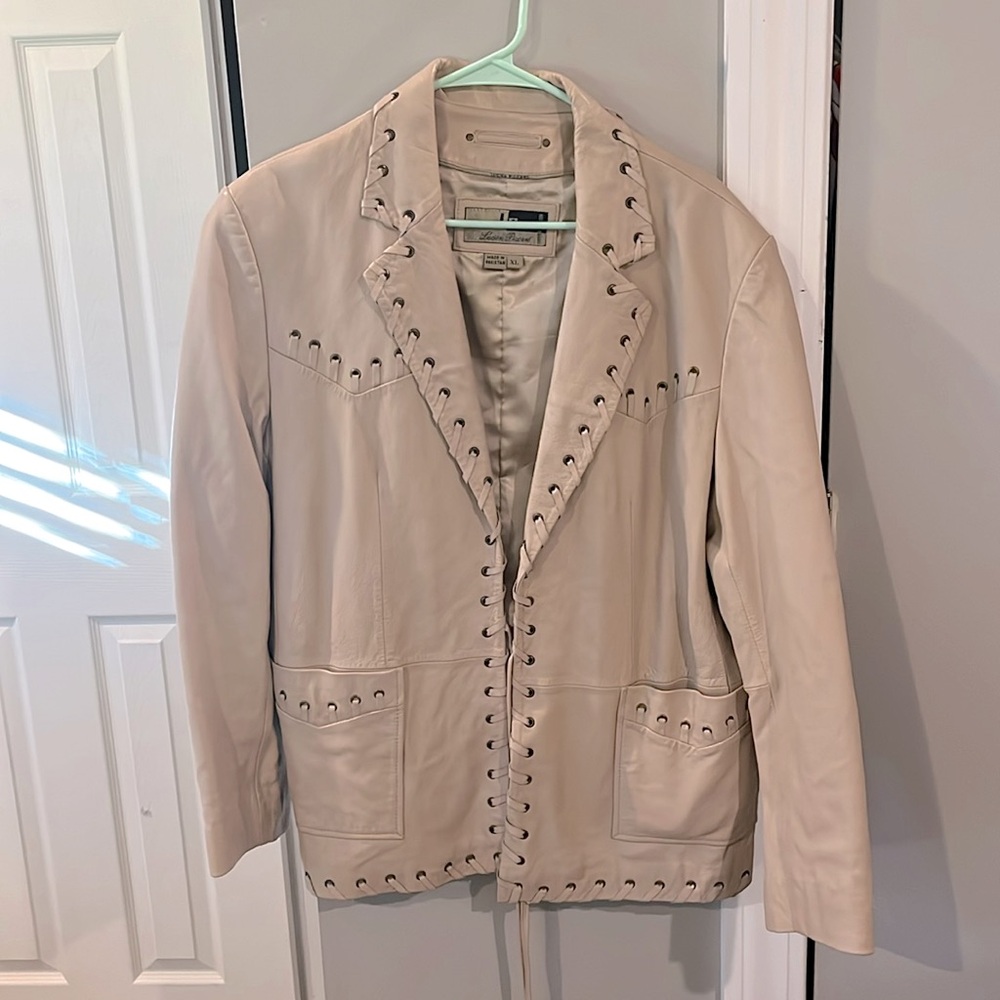 Vintage Grommet Woven Leather Jacket
